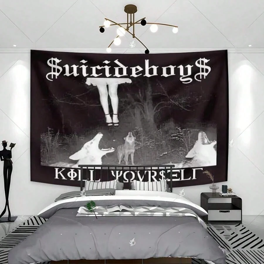 1pc uicideboy Hip Hop Music Tapestry, Multiple Sizes Polyester 2D Print, Bedroom Decor Rap Fan Gift