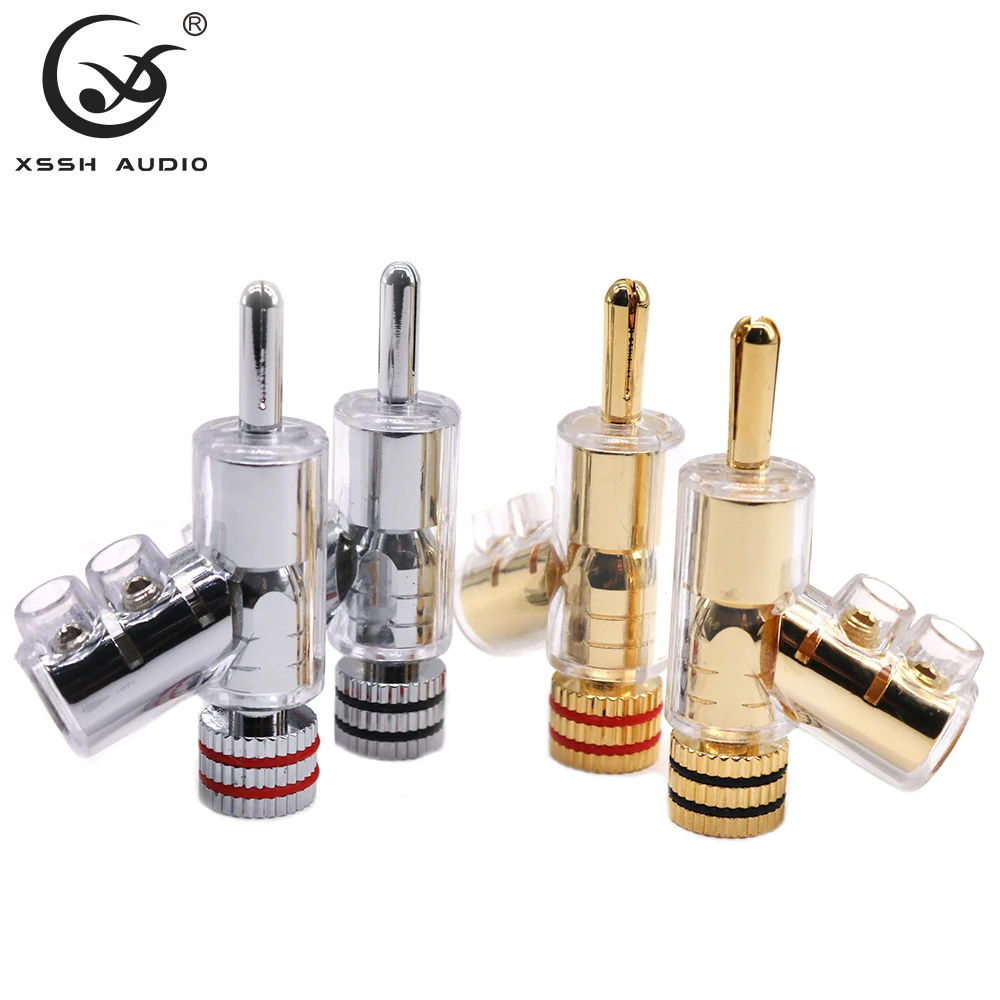 

8pcs Hi-end YIVO XSSH HIFI OEM ODM Brass Plated Gold or Rhodium Gun-type Audio Video Speaker Adapter 6mm Banana Connector Jack