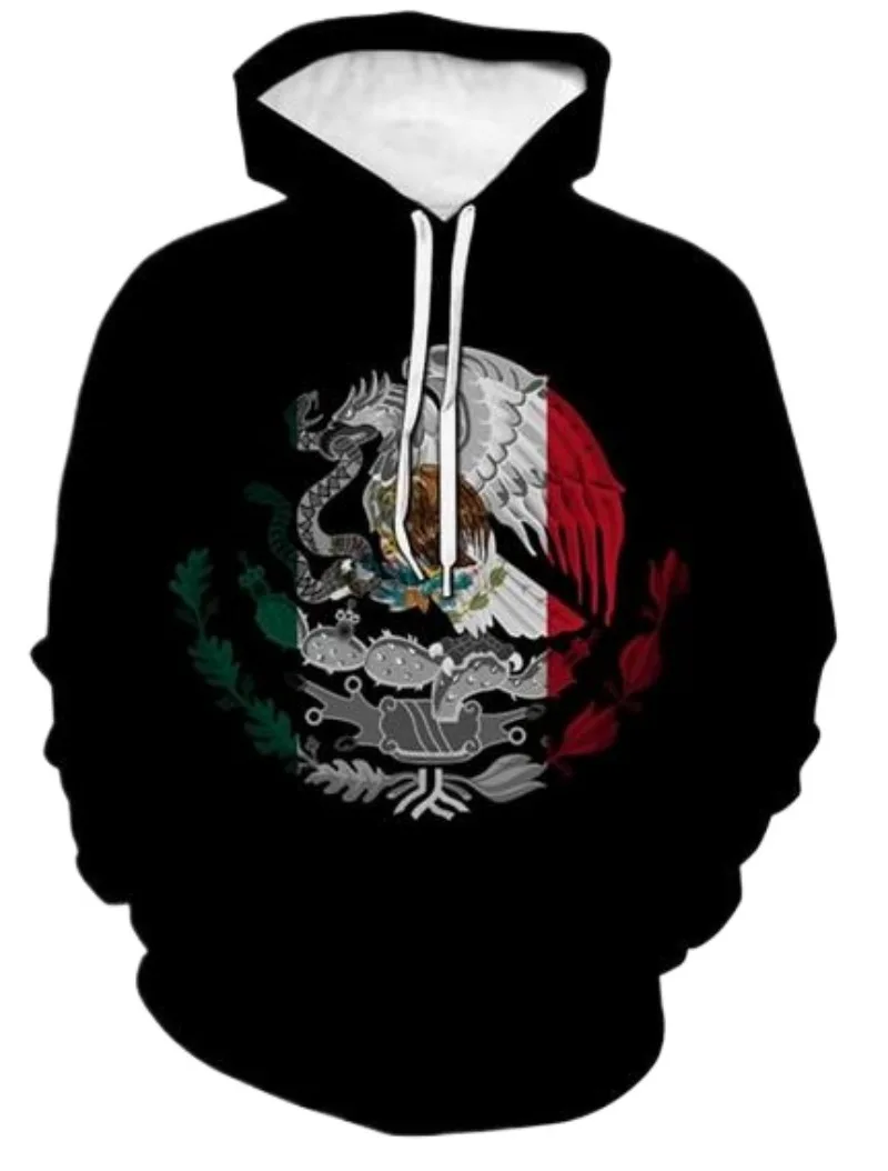 New Fashion 3D Print Mexico Flag Hoodies Men Women with Front Pocket Novelty Hoodies Unisex Long Sleeve Pullover