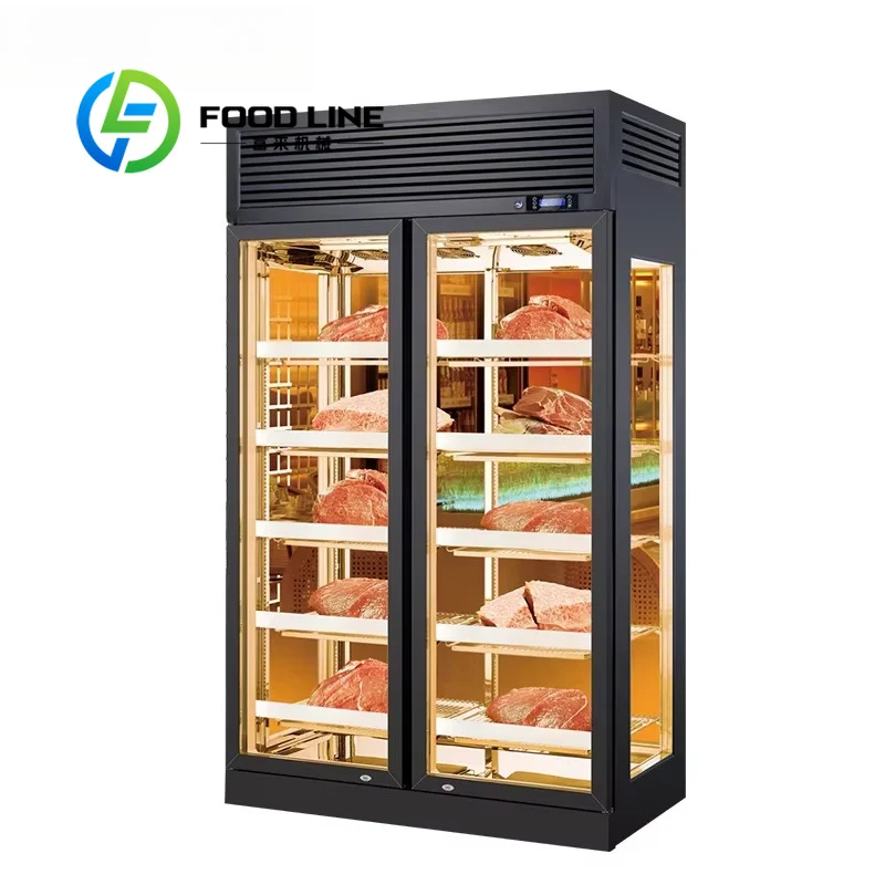 Commercial Beef Dry Aging Fridge Waterproof Control Panel Stable Operation In Back Kitchen High Humidity Cleaning Environment
