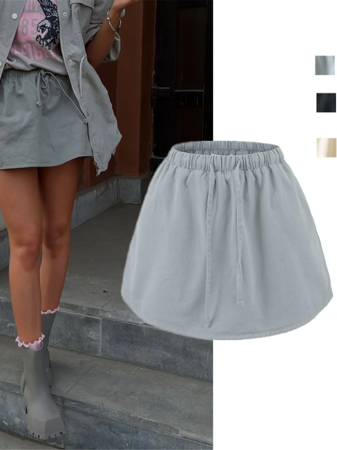 

Джинсовая юбка с низкой талией. Женская летняя юбка для тела. Пушистый пышный хлопок. Саржа. Антилегкая внутренняя уличная юбка.