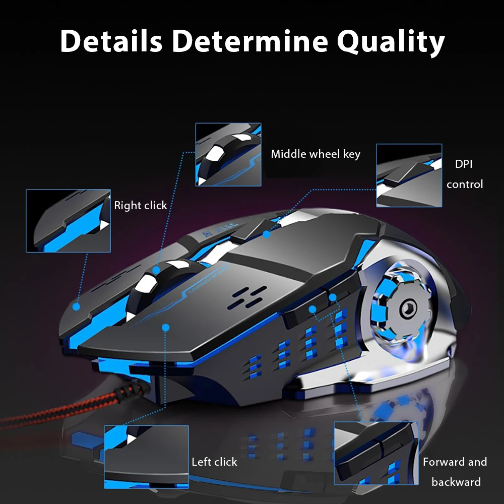 Wired Mouse For Desktop Notebook Computer Laptop PC Gaming And Office Mouse Microsoft Windows IOS Esports Mechanical Feel Mouse