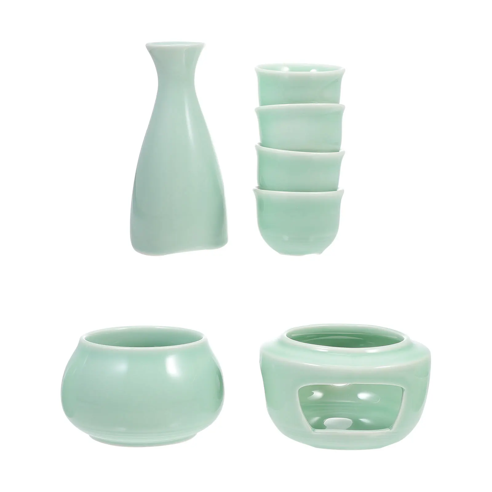 

Ceramic Sake Serving Set Creative Design Exquisite Appearance Home Bar Restaurant Use Japanese Style Wine Dispensers