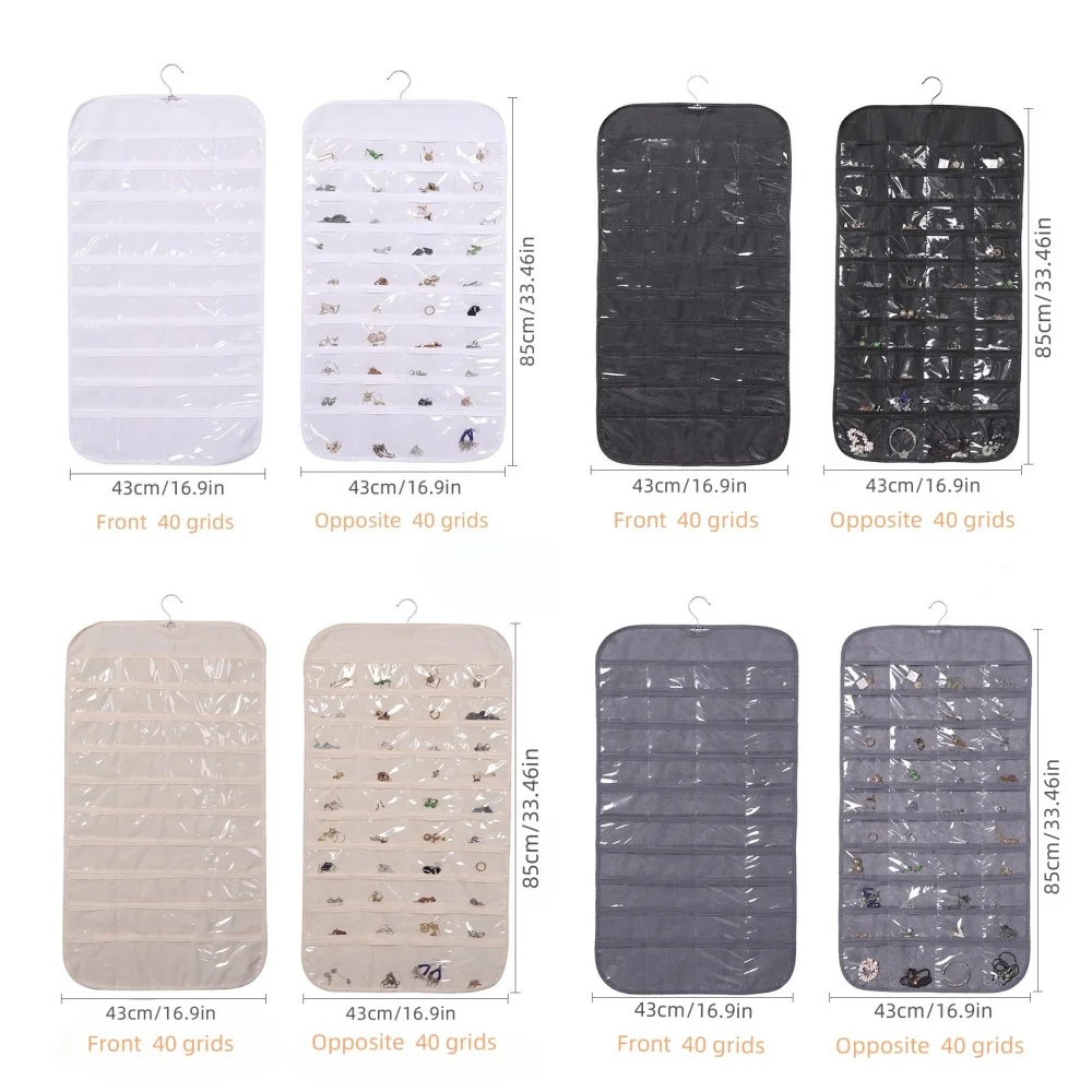 1 قطعة 80 جيوب معلقة منظم مجوهرات النساء ، أقراط قلادة سوار حلقة اكسسوارات عرض حامل #6