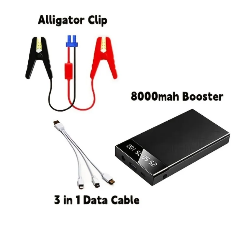 Batería de arranque de coche para coche, potenciador de emergencia portátil de 8000mah, potencia de arranque de emergencia para vehículos, pantalla