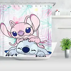 Stitch Bathroom Accessories Shower Curtain Bath & Items Curtains Decor Waterproof Anime Home