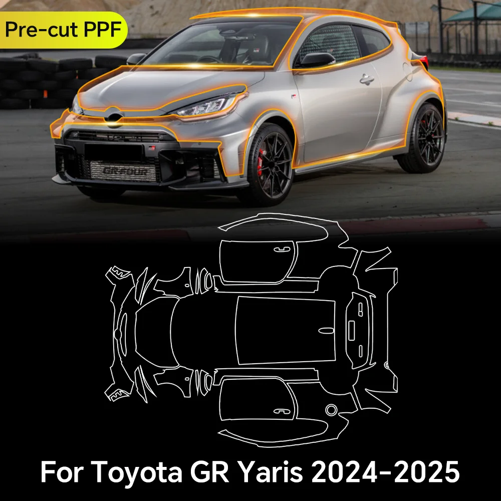 

For Toyota GR Yaris 2024 2025 TPU Paint Protection Film Clear Bra Car Body Anti-Scratch Pre-cut PPF Repairable Resistant Cover