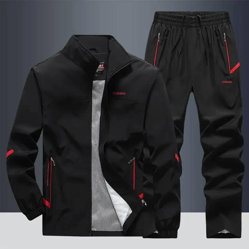 2024 Outdoor Hiking Sportswear Men's Running Sets Jogging Sports Jacket+Pants Sweatsuit Student Basketball Workout Clothes