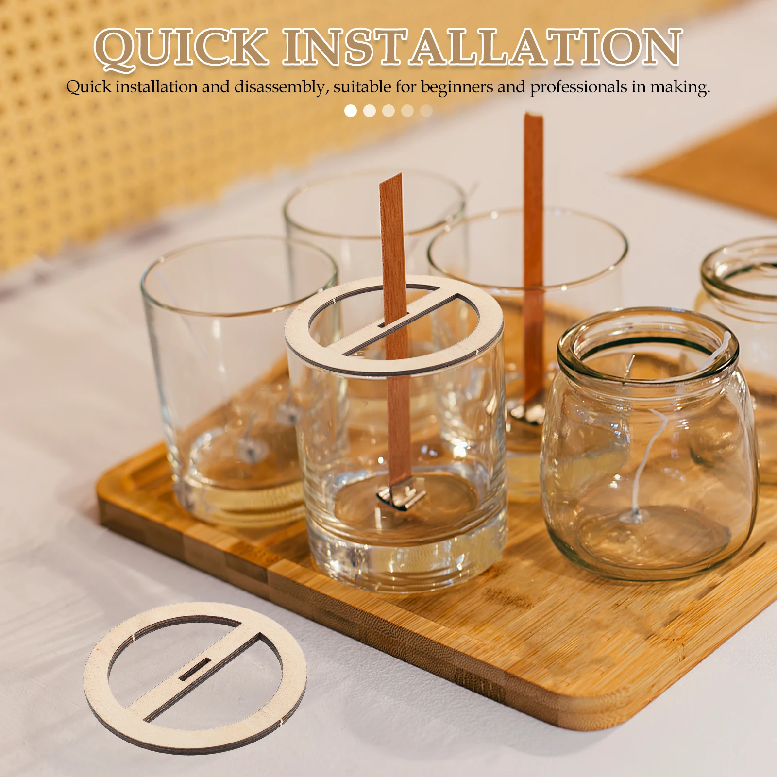 

6Pcs Wooden Wick Holders Universal Stabilizer Bar DIY Making Kit Accessories Mason Jar Centering Tool for Soy and