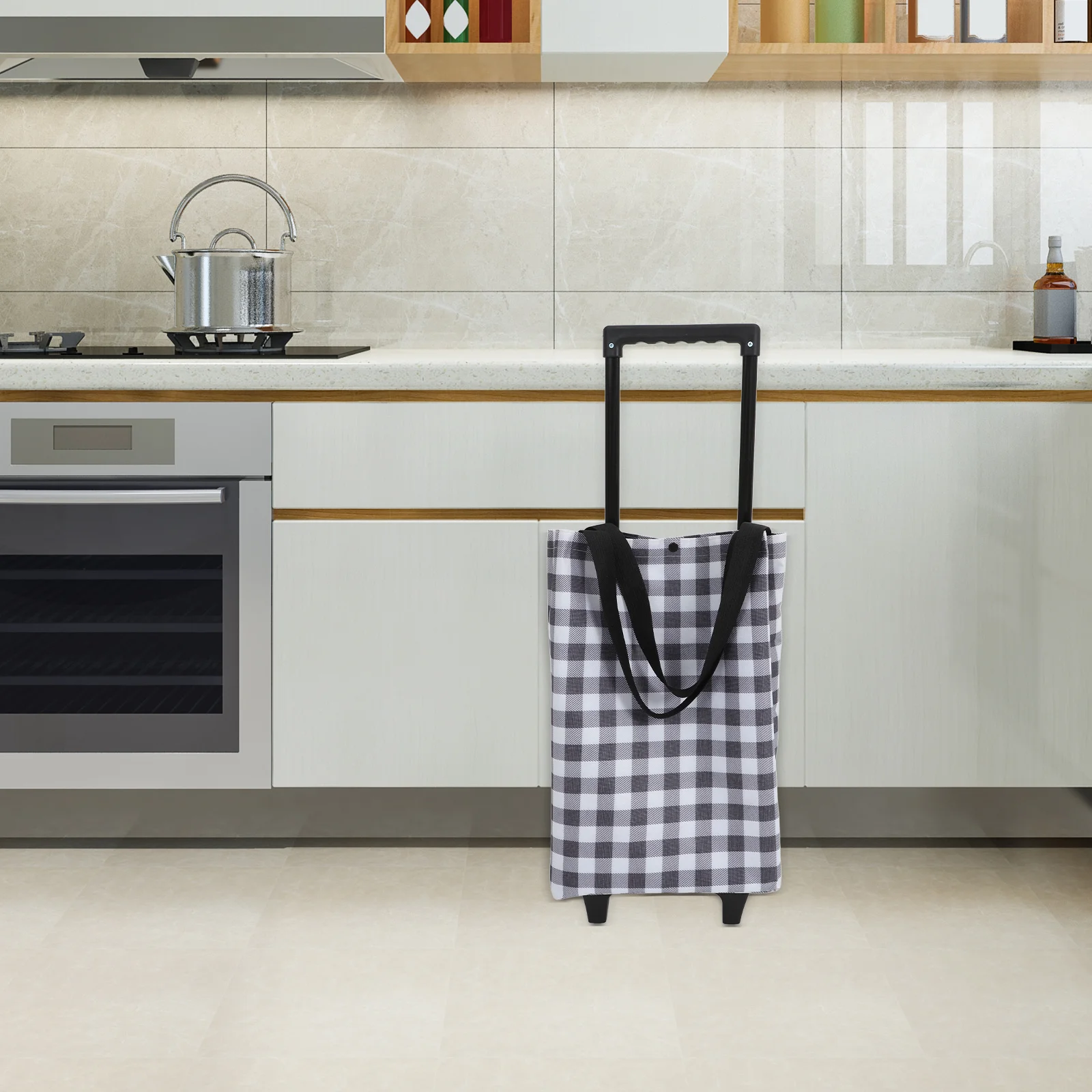 عربة تسوق قابلة للطي مع عجلات، عربة محمولة خفيفة الوزن، مقبض قابل للتمديد، مثالية للبيئات الحضرية