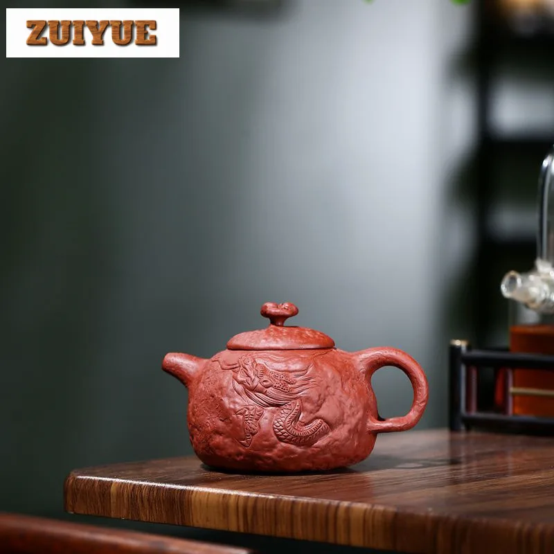 

260ml Boutique Yixing Purple Clay Teapots Handmade Dragon Pot Raw Ore Dahongpao Mud Tea Maker Kettle Zisha Tea Set Tea Ceremony