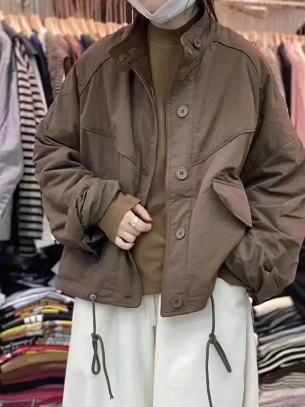 

Высококачественное японское зимнее повседневное женское теплое хлопковое пальто с воротником-стойкой, корейское модное пальто небольшого размера в авме