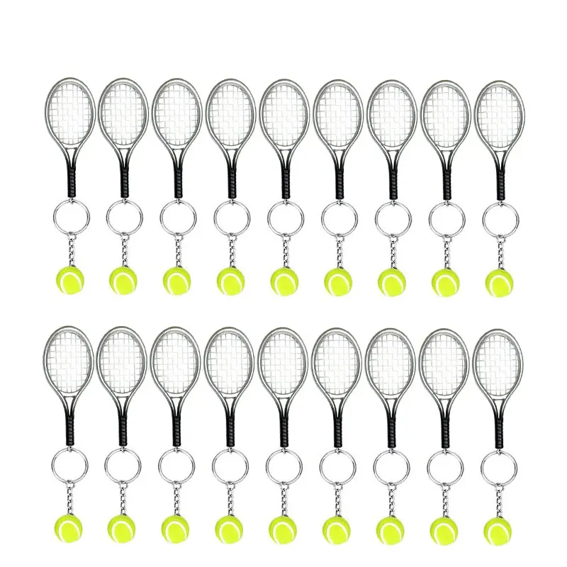 12 Uds Mini exquisito ligero raqueta de tenis llaveros de pelota llaveros estilo deportivo llaveros divididos