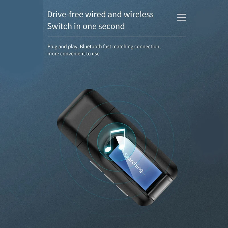 Ricevitore trasmettitore Bluetooth BNVN-USB con display LCD Adattatore wireless 5.0 stereo AUX da 3,5 mm 2 in 1