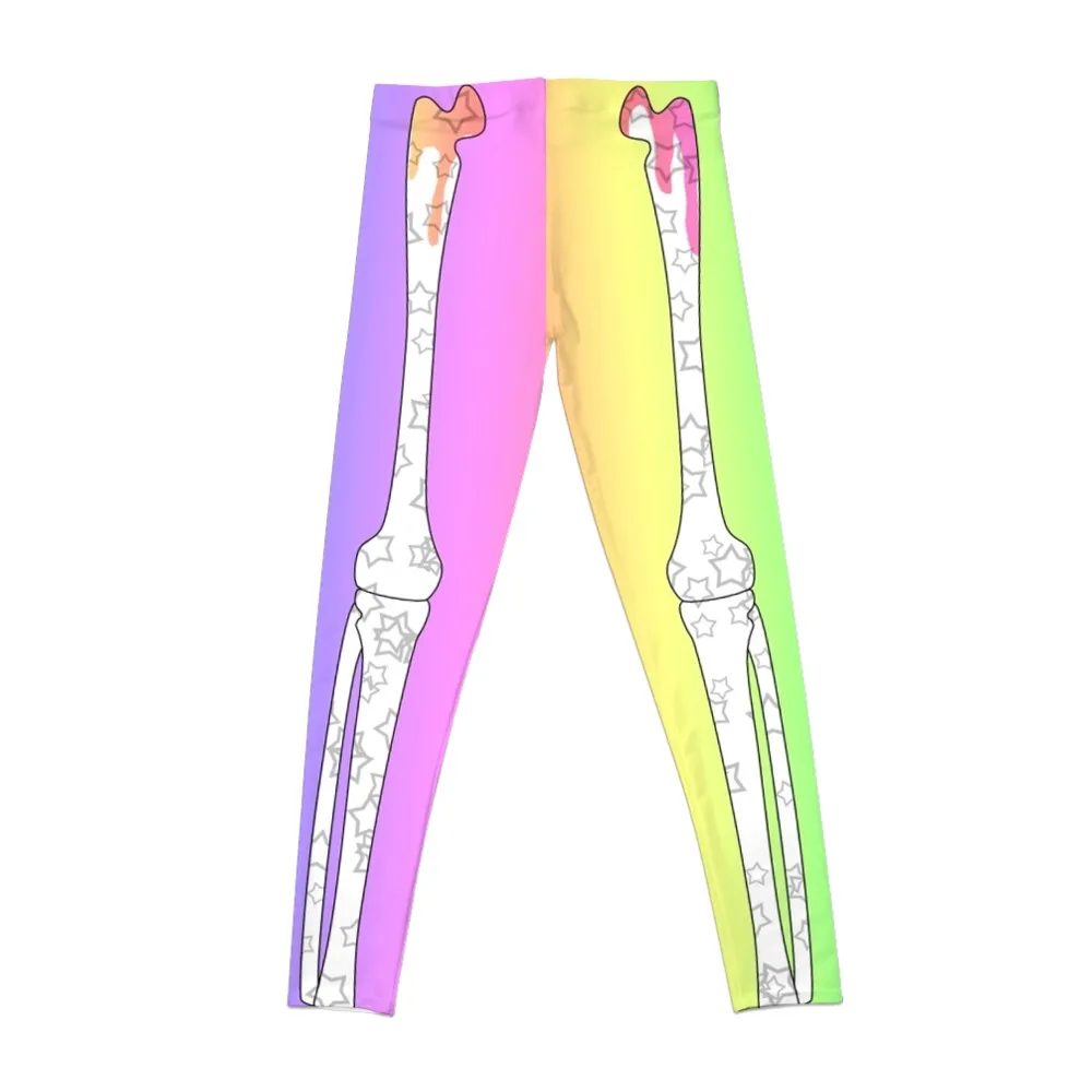 Pastel Rainbow Ribcage Alternate Leggings legging pants raises butt trousers jogging pants Womens Leggings