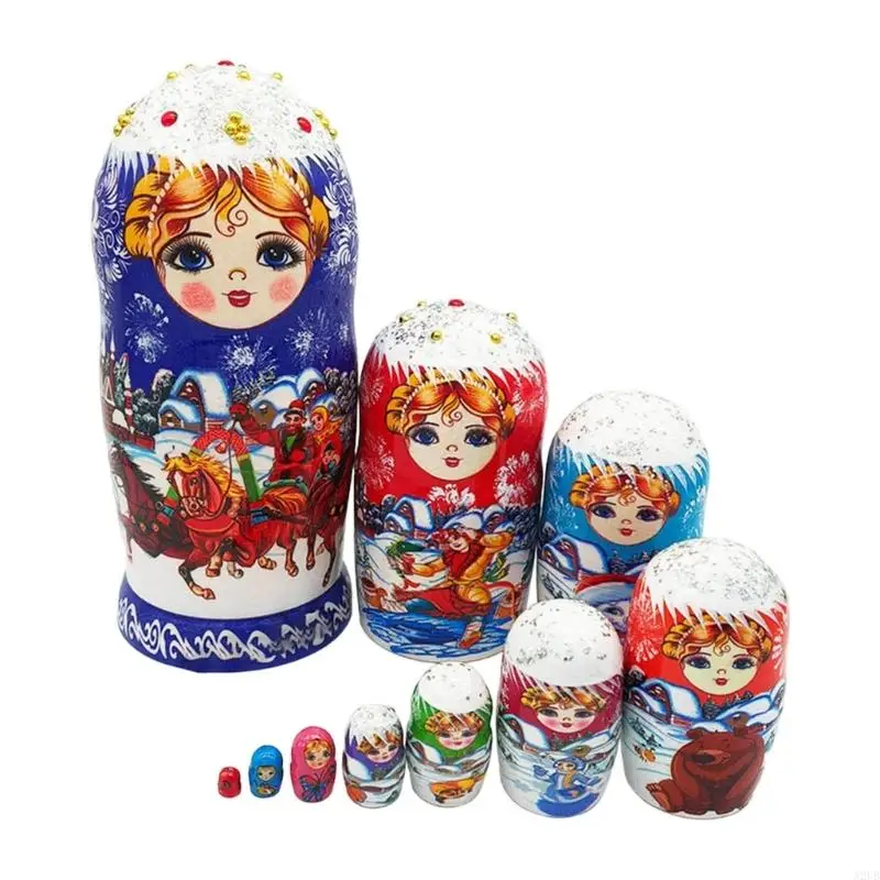 Pädagogische Nistpuppen, 10 Schichten, Schneemärchen, russische Matroschka-Figur, für Kinder, Feinmotorik, Entwicklung,