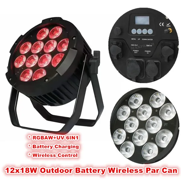 

8pcs/lot Wireless Battery Par Lights Waterproof 12*18w RGBWAUV 6IN1 LED Par Light Outdoor IP65 Silent LED Uplights