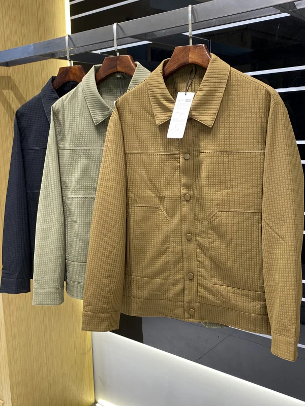 

Texture Men's Workwear Jaet Autumn New Sle Pred Flat Collar Polyester Fiber Long Sve Faion Urban Sle