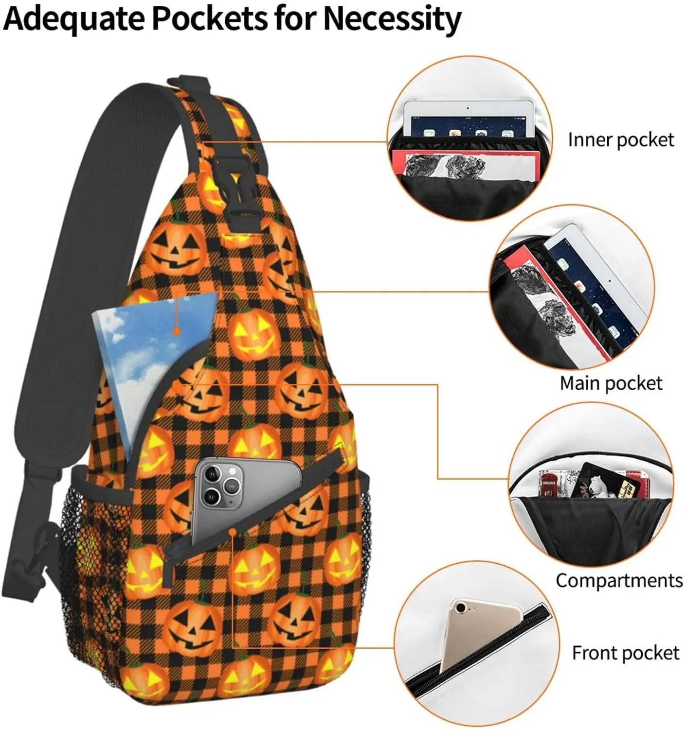 Retro Halloween Katten Sling Tas Voor Vrouwen Mannen Grappig Halloween Crossbody Schoudertassen Verstelbare Casual Daypacks Borsttas