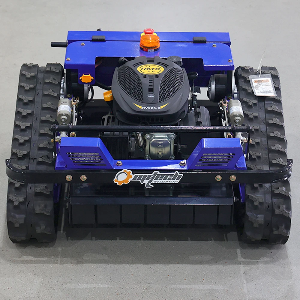 Customize remote-controlled, labor-saving lawnmower with all-terrain rubber tracks, CE/EPA certified.