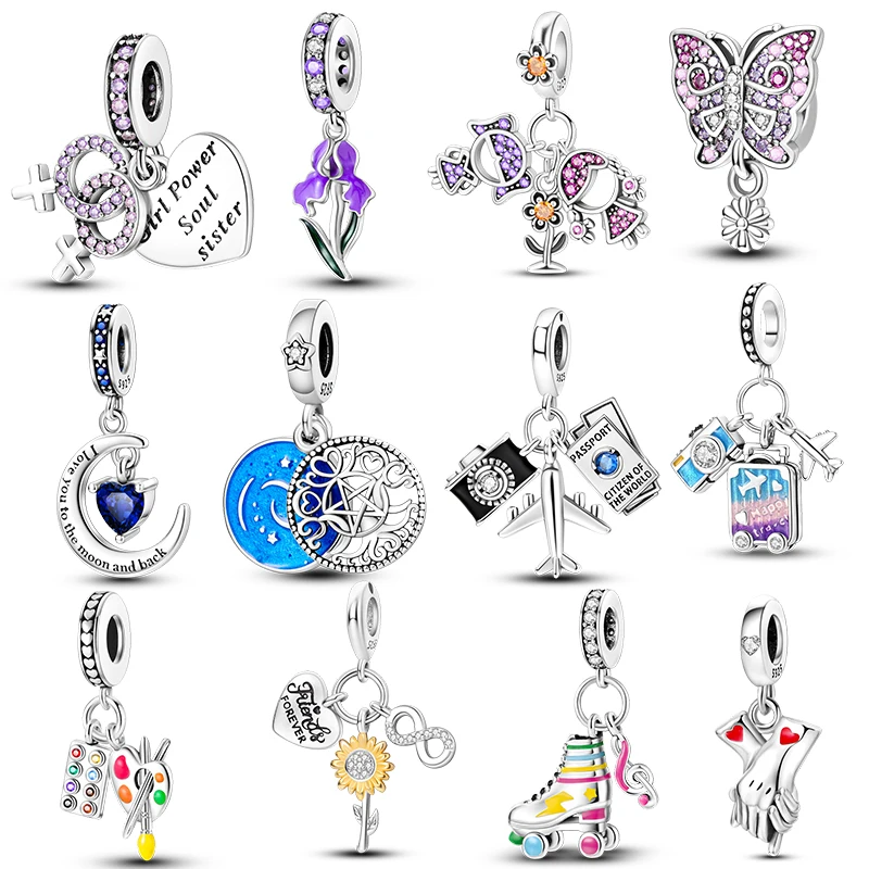 

925 Silver Nun Camera Butterfly Positioning buckle Fit Original Pandora Bracelet Charm Bead Necklace Diy Female Jewelry