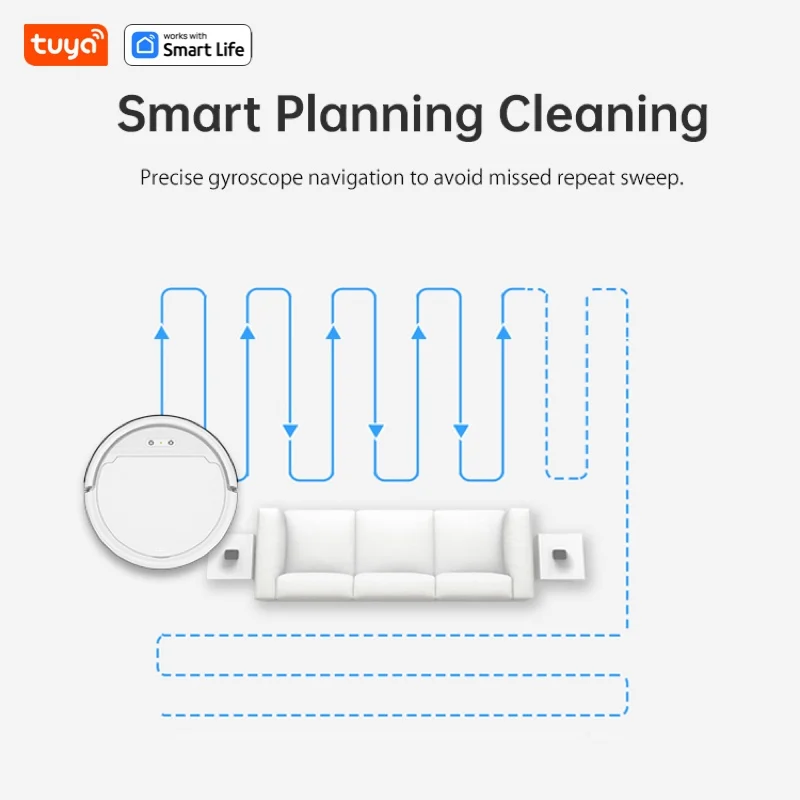 Tuya WiFi Robot Vacuum Cleaner, Tangle-free Suction , Slim Automatic Self-Charging, Schedule Cleaning, For Pet Hair Floor