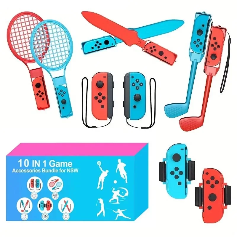 Switch Sports Accessories Bundle -10 in 1 Family Accessories Kit for NS Sports Games Compatible with Switch/OLED