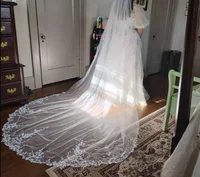 3m Cathedral Wedding Veils Lace Appliques One Layer Bridal Veil with Comb Bride Headpiece Women Accessories 2