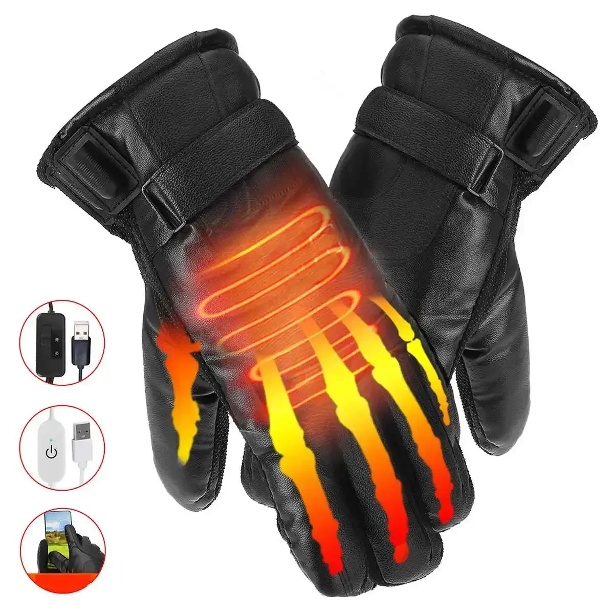 

1Pair Winter Electric Heating Gloves Riding Warm USB High Heat Constant Temperature Thermal Heating Gloves