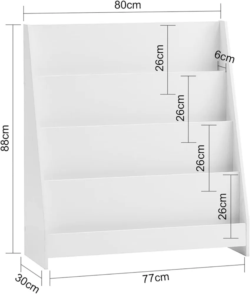 Haotiaanse KMB32-W, Witte 4-Tier Kinderen Boekenkast, Boekenplank, Opbergrek Organizer Houder Voor Slaapkamer