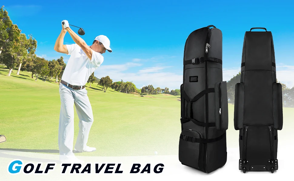 Golf-Reisetasche, robust, 900D-Polyester, Oxford, verschleißfest, ausgezeichneter Reißverschluss mit Rad, weiche Seite, faltbare Golf-Reisetasche – Detail 1