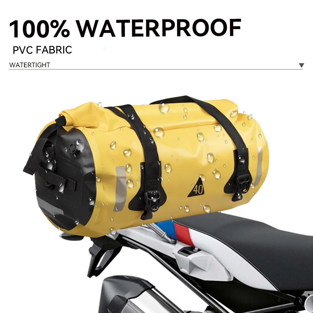 

Motorcycle Bag 40L Waterproof PVC Tail Saddle Bag Durable Dry Luggage Outdoor Bag 60L 80L Motorbike Rear Seat Bag Accessory