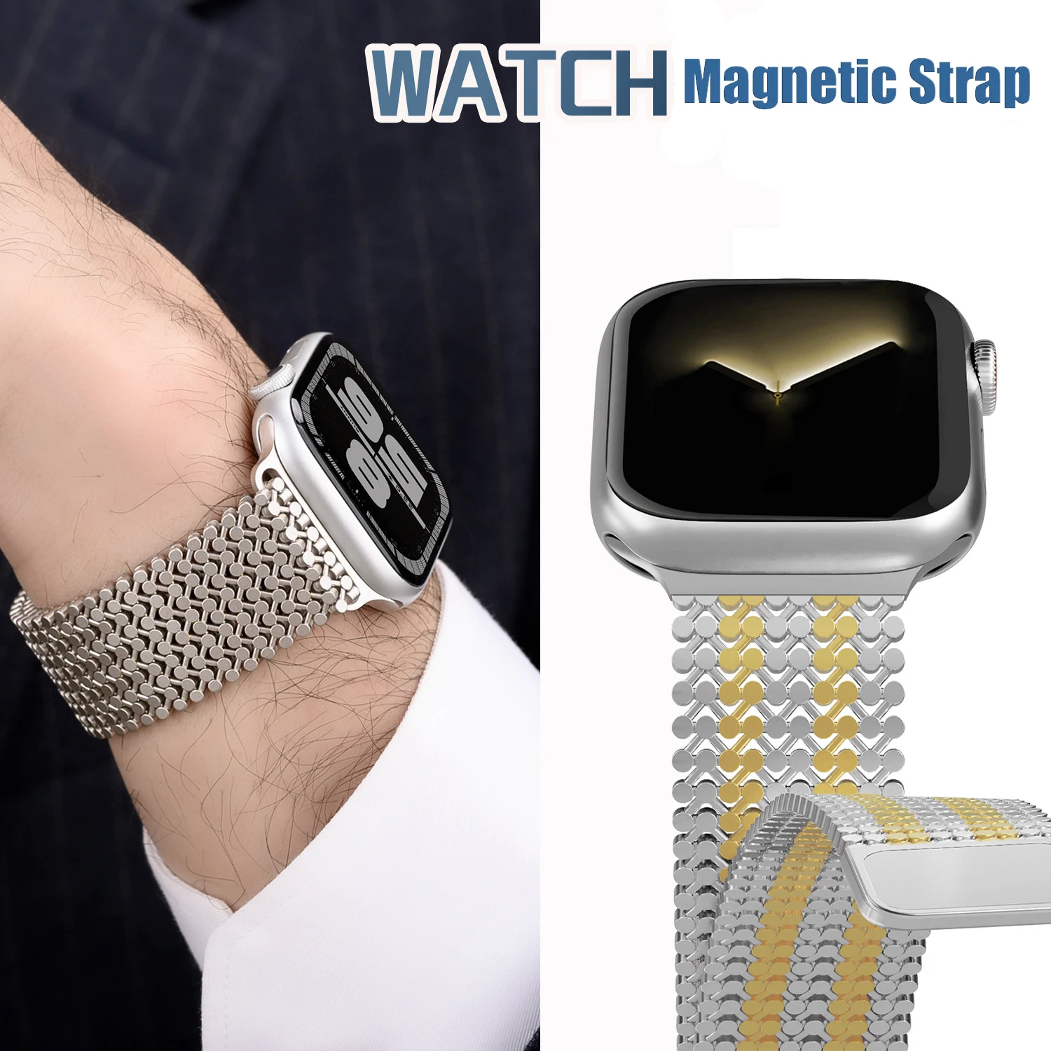Magnetic Metal Strap For Apple Watch Band 38/40/41mm Stainless Steel Wristband Hollow Out Bracelet Watchband Accessories Correa