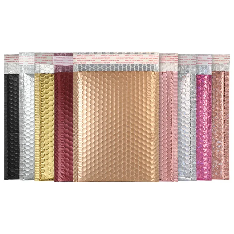 50Pc Metallic Foil Bubble Mailers Multi Color Self Seal Padded Envelopes Aluminum Film Shipping Mailing Bags Gift Packaging