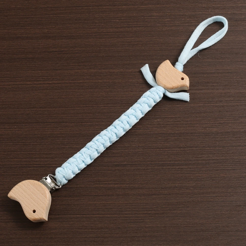 New Bird Shape Woodrn Clips catena per ciuccio per bambini tessuto intrecciato supporto per capezzolo fittizio protezione ciondolo per massaggiagengive roba regalo per neonati