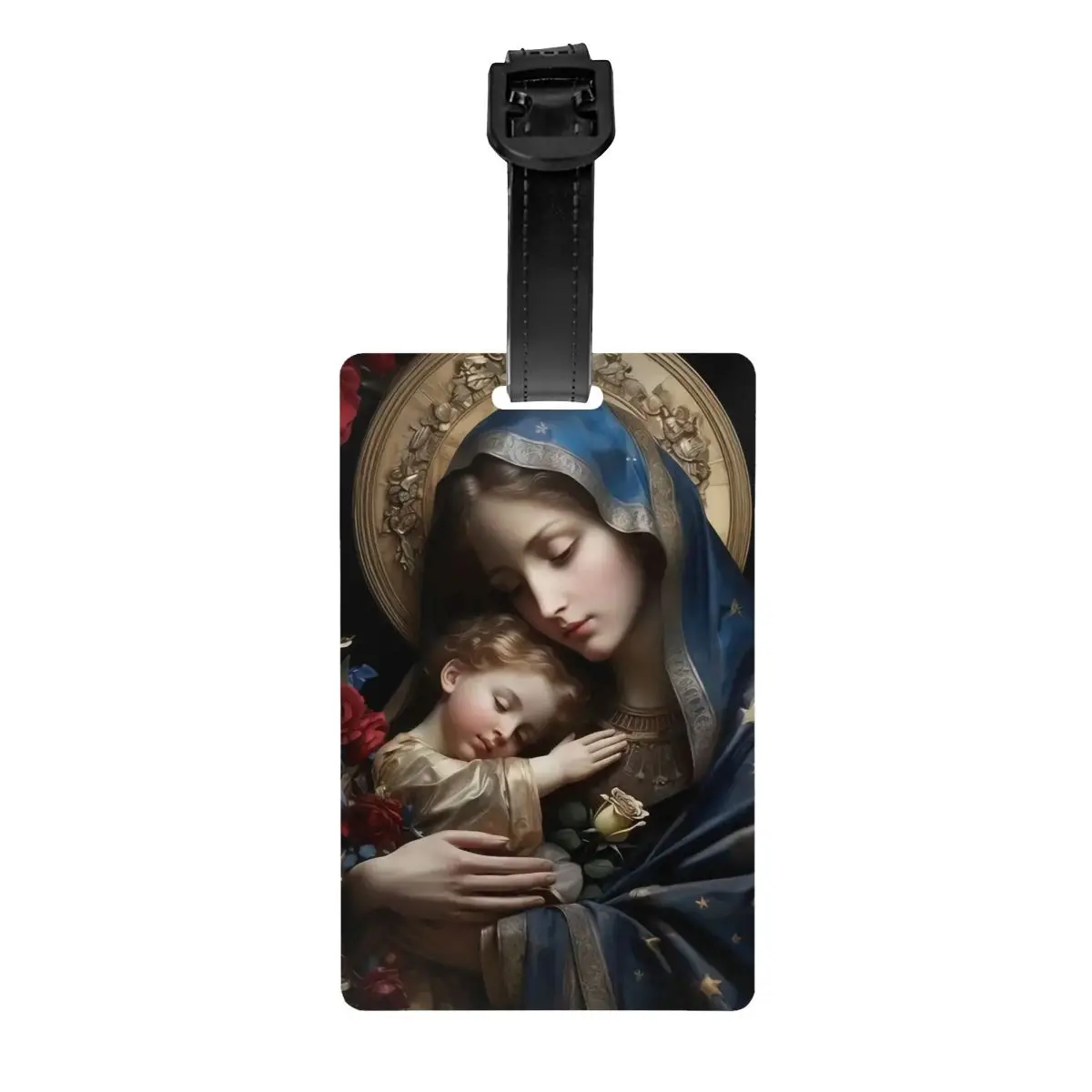 Custom Christ Virgin Mary Holding Baby Jesus Luggage Tags for Travel Suitcase Privacy Cover Name ID Card