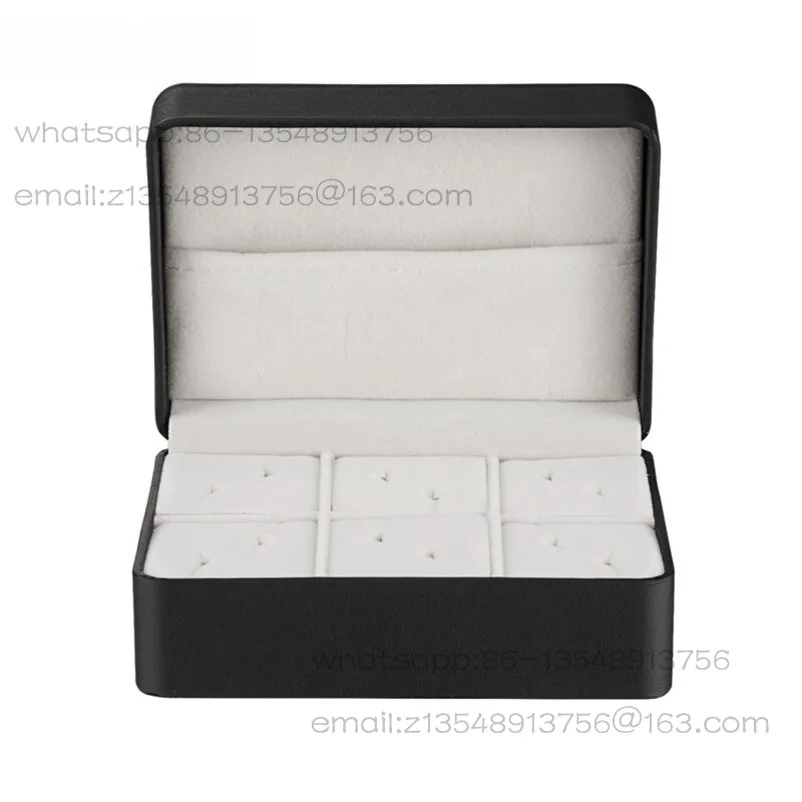 

Элитная кожаная шкатулка для запонок на шесть пар, модные деловые аксессуары, черная шкатулка для украшений из искусственной кожи