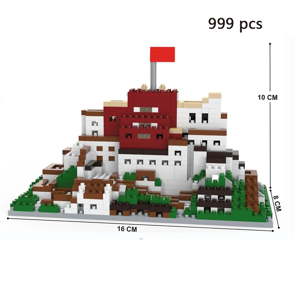 Wiedział, że zbudowany Super Mini różowy zamek budowa architektura azjatycka klocki zabawka dla dzieci montaż cegły Potala Model Tower