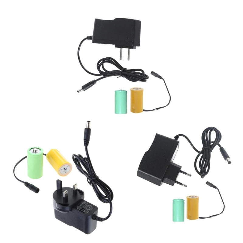 LR20 D Dummy Battery Eliminators ACPower Supply Cable Replace 2Pcs 1.5V Batteries Battery Eliminate Cable for LED DropShipping