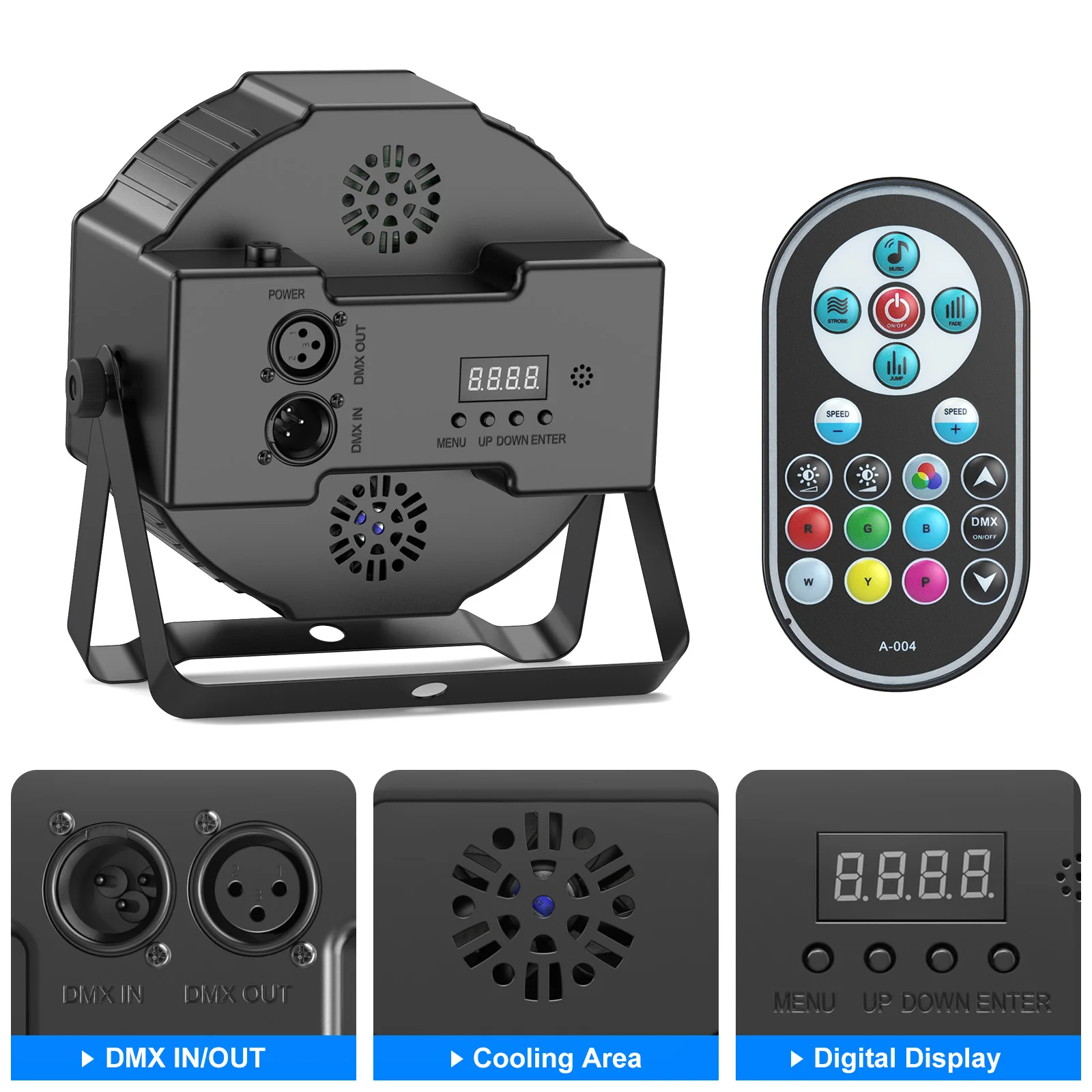 U'King 4er-Set 7x10W RGBW LED Par-Scheinwerfer DMX512 Fernbedienung Strobe/Fade/Jump Bühnenbeleuchtungseffekt für DJ-Shows, Konzerte, Hochzeiten – Detail 6