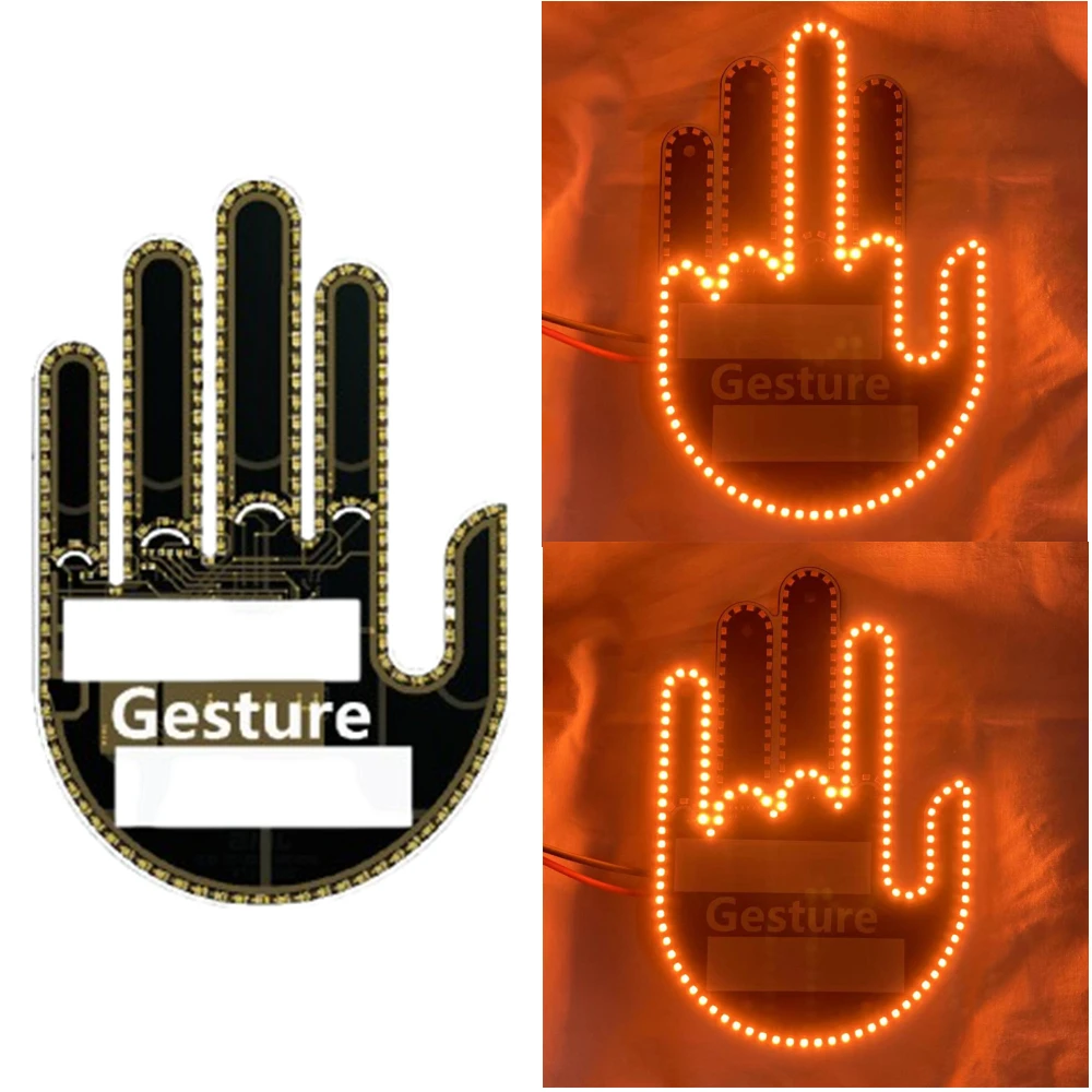 

Gesture LED Funny Car Finger Light with Remote Gesture LED Funny Back Window Sign Car Middle Finger Car Light