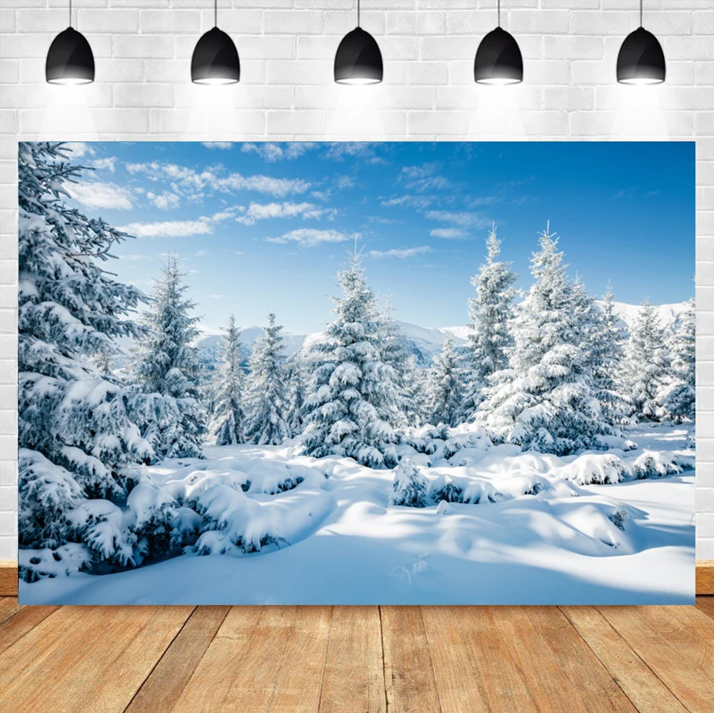 Laeacco Witte Kerstboom Winter Bos Landschap Room Decor Achtergrond Fotografische Foto Achtergrond Voor Foto Studio