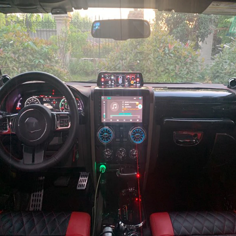 For Jeep Wrangler JL 2018-2020 Car Interior Front AC Air Vent Dashboard Atmosphere Ambient Light Trim Car Accessories