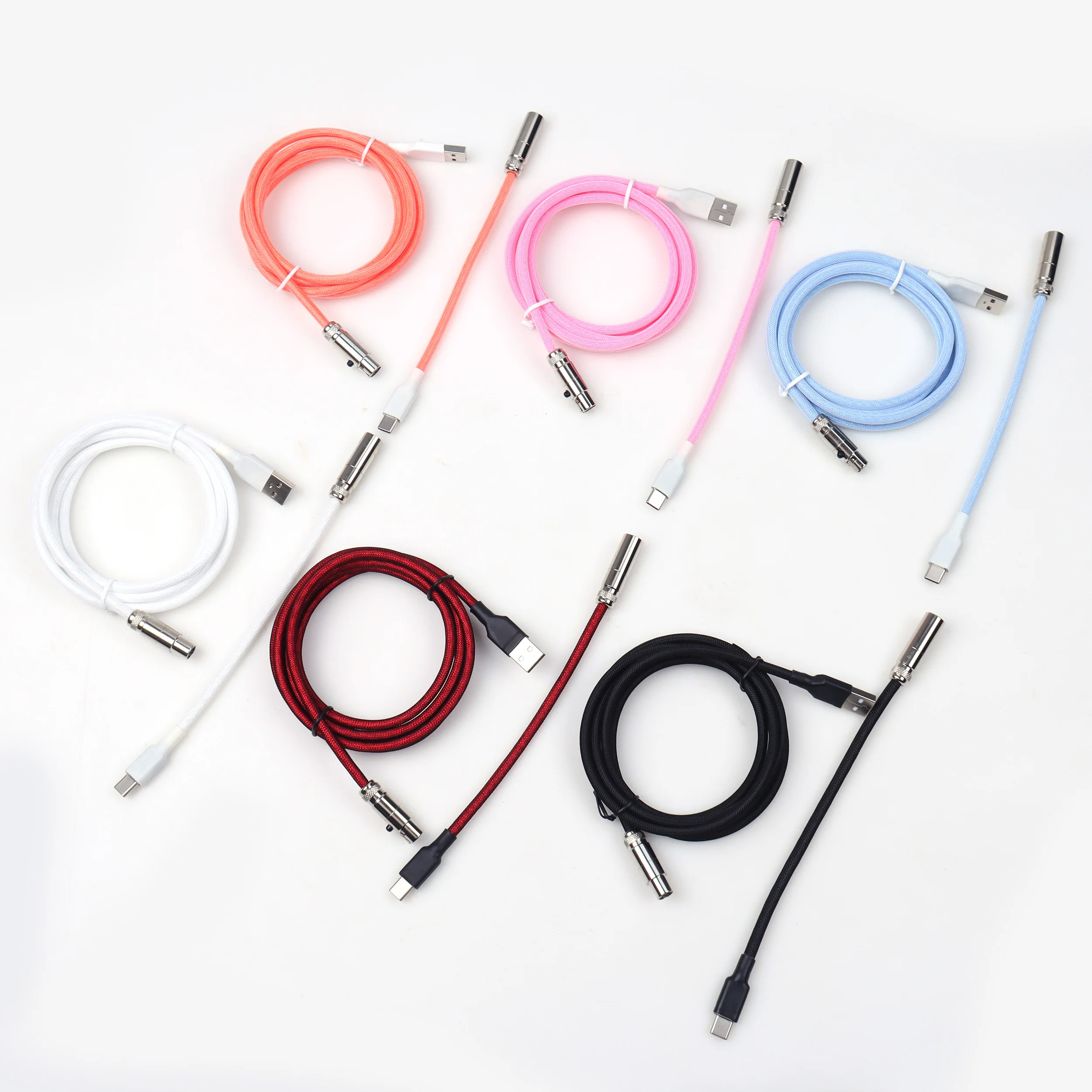 

【LANO】new Short MINI XLR Male to Female to Usb Braided Usb c Cable Mechanical Keyboard Aviation Cable for Mechanical Keyboard