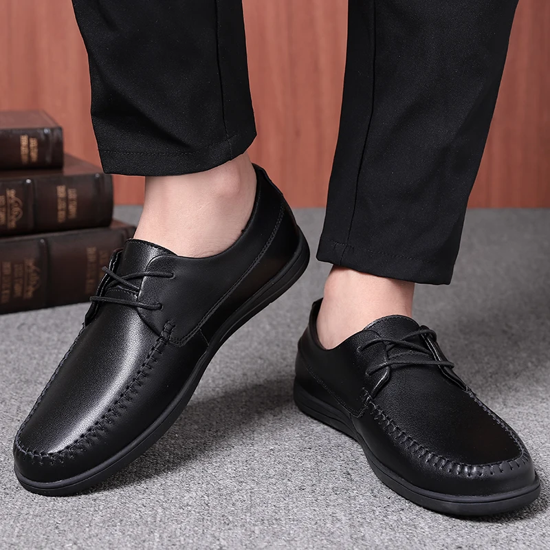 Leather Men Formal Shoes Luxury Brand 2023 Men\'s Loafers Dress Moccasins Breathable Italian Black Wedding Shoes Plus Size 38-47