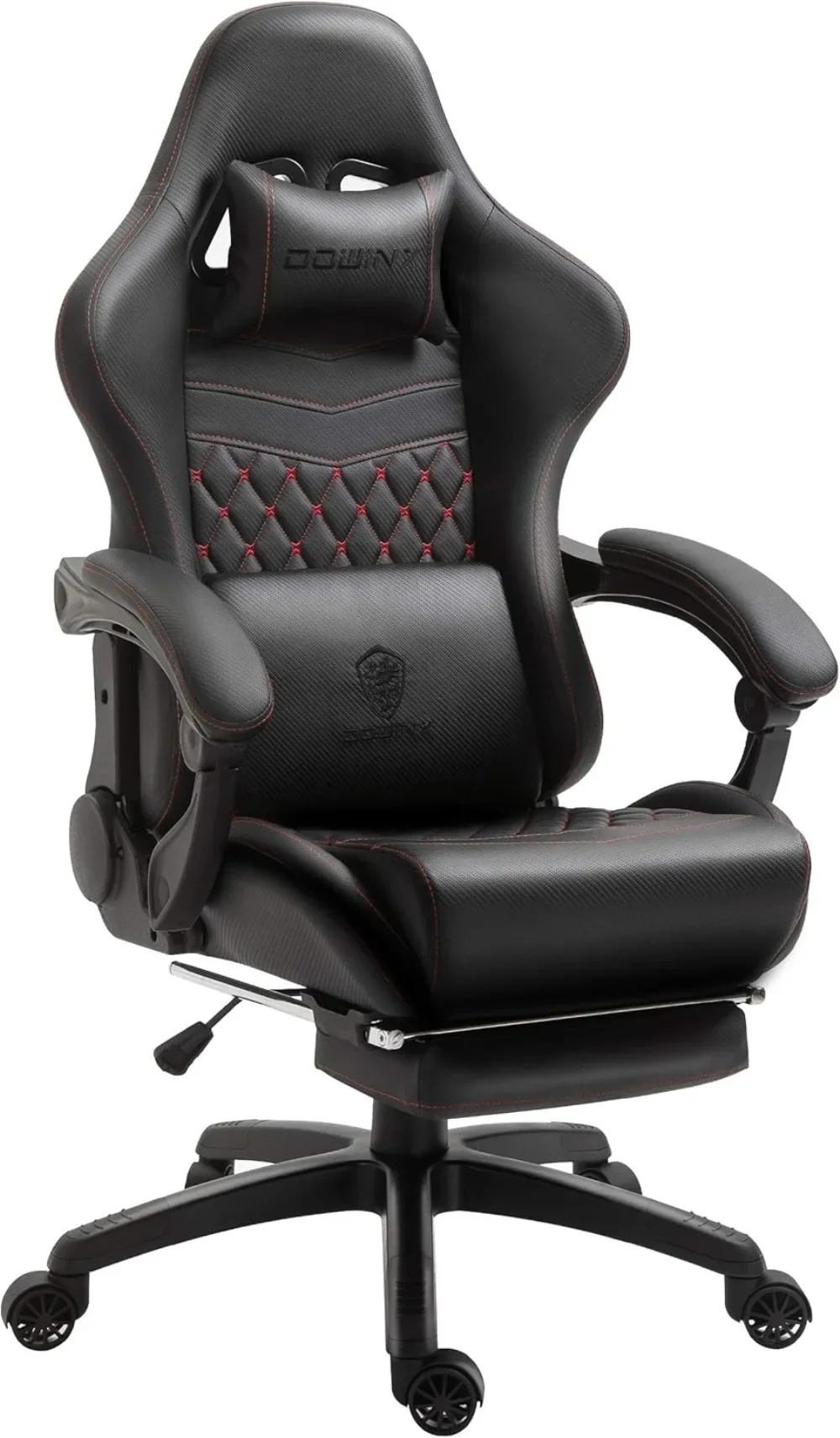 Gaming/Office PC Chair with Massage Lumbar Support,Vintage Style PU Leather High Back Adjustable Swivel Task Chair with Footrest