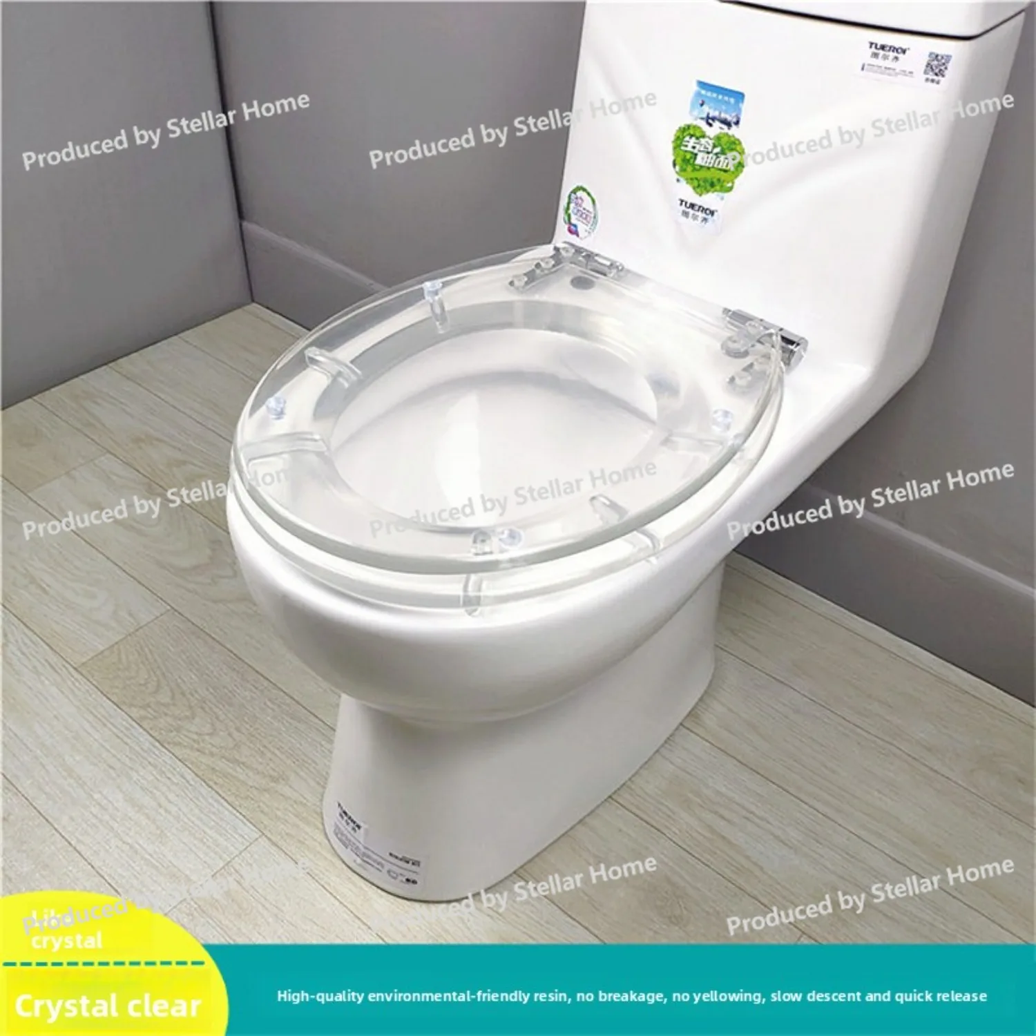 Crystal Color Resin Toilet Seat Lid Locking Transparent Soft Close UVO Universal Thickened Ocean Waterproof Urea - Image 2