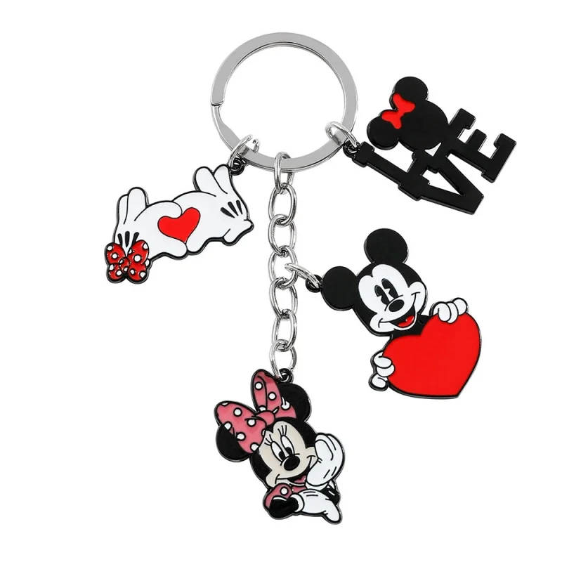 Cute Minnie Mouse Keychain Heart Pendant Accessories Mickey Love Valentine Day Gift Travel Backpack Accessories Minnie Keychain