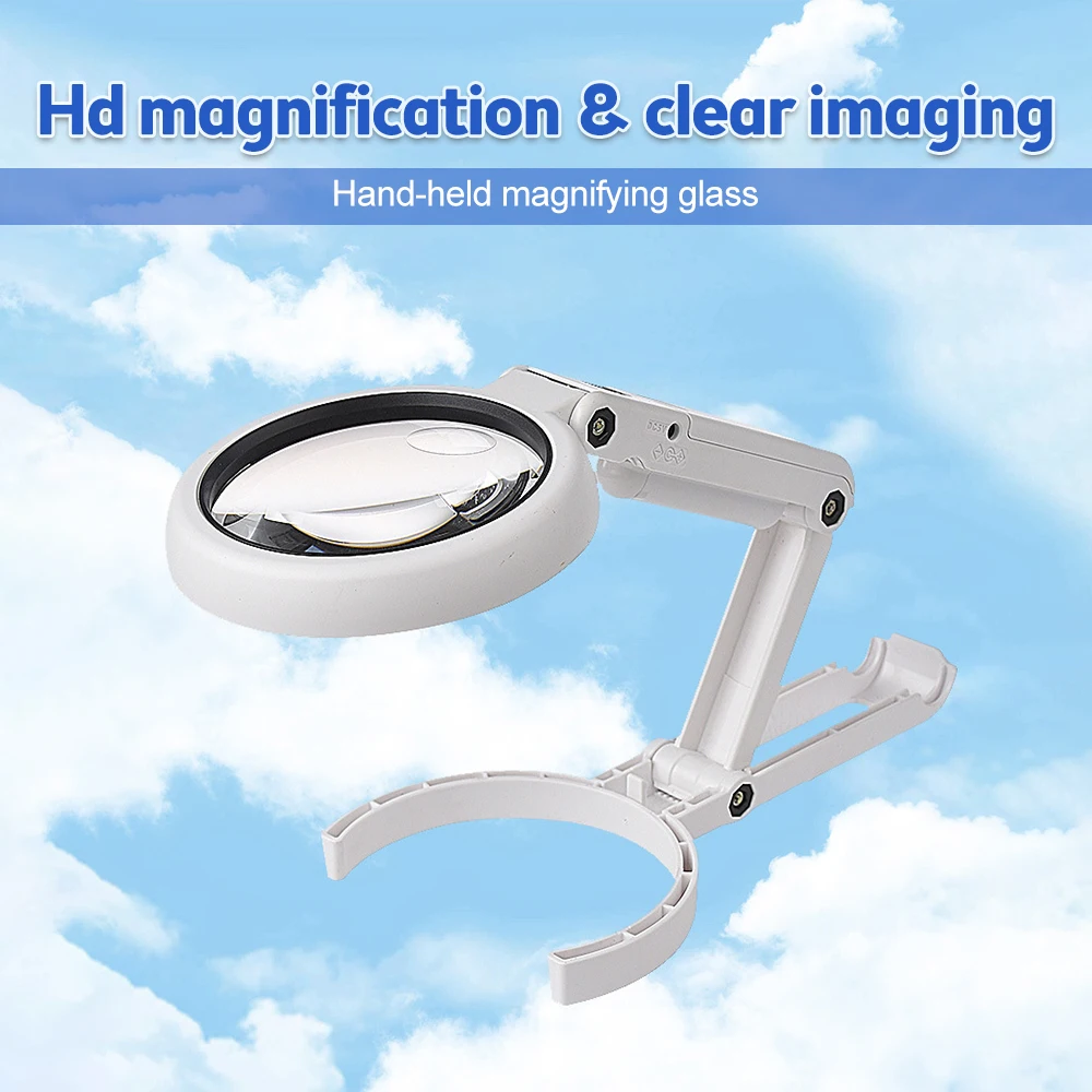 11X Magnifying Glass with Light 8 LED Magnifier Foldable Stand Desk Read White Ring Light for Jewelry Appraisal Reading Repair