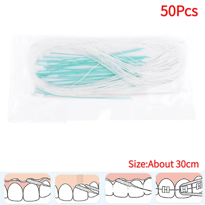 50Pcs Toothpick Tool Floss Threaders Tooth Floss Holders Between  Braces Bridge Hilo Dental Oral Clean.